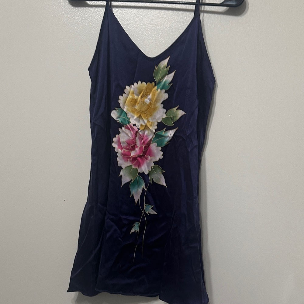Floral Print Navy Slip